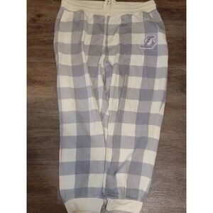 Tailgate Lakers Pajamas Bottoms Size Large Beige/Grey Checkered Drawstring Comfy